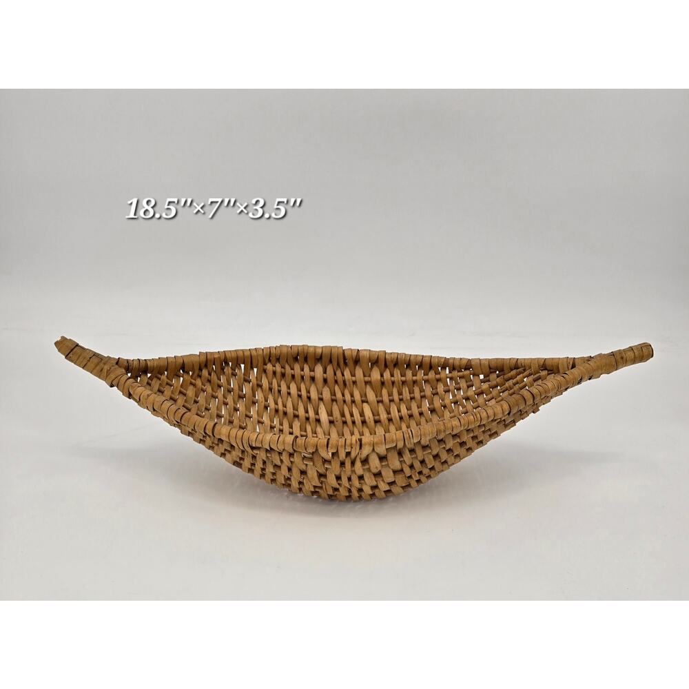Handwoven Banana-Shaped Wicker Basket – Rustic Farmhouse Décor